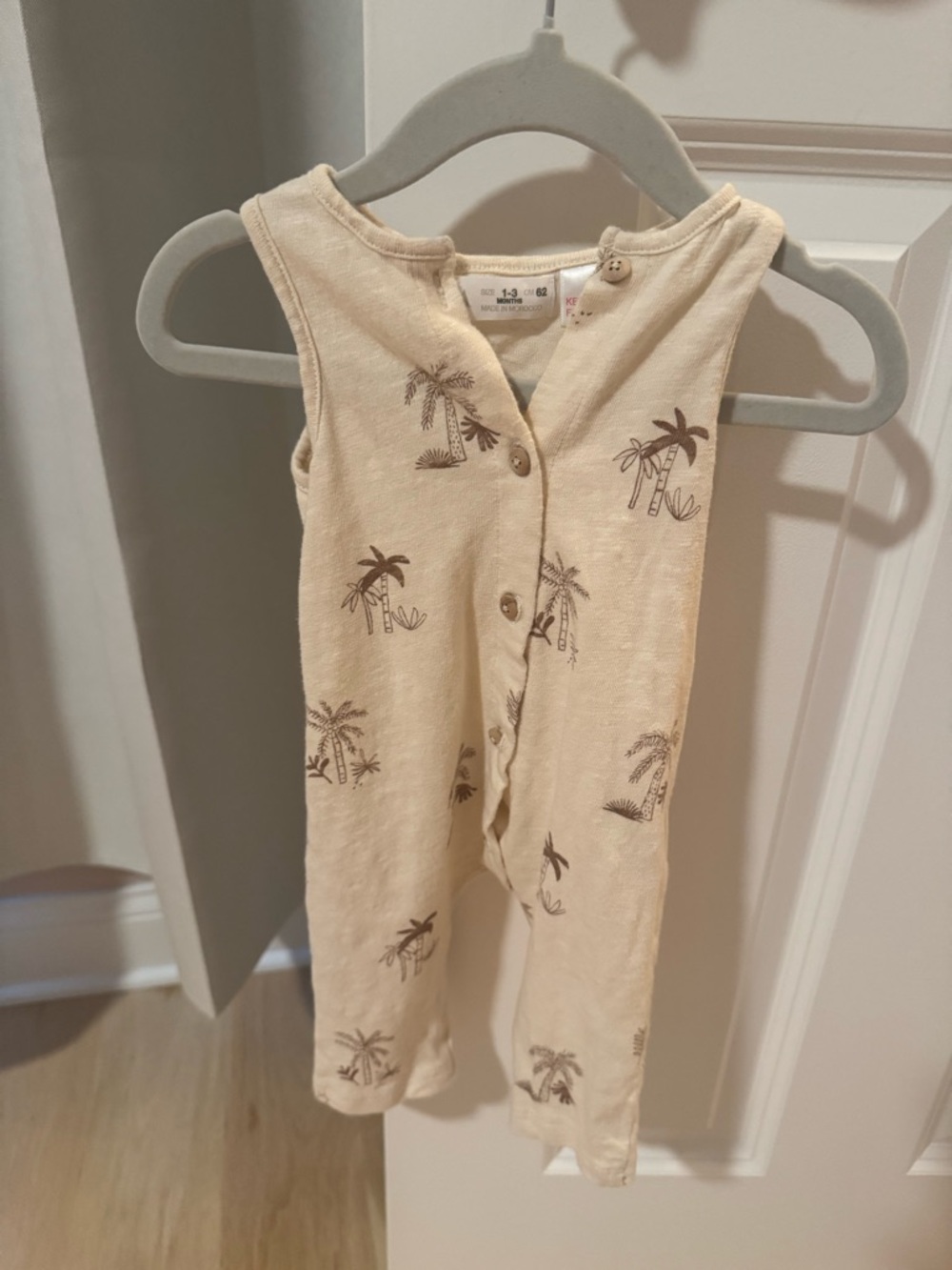 Zara Cream Palm-Print Sleeveless Tank Romper